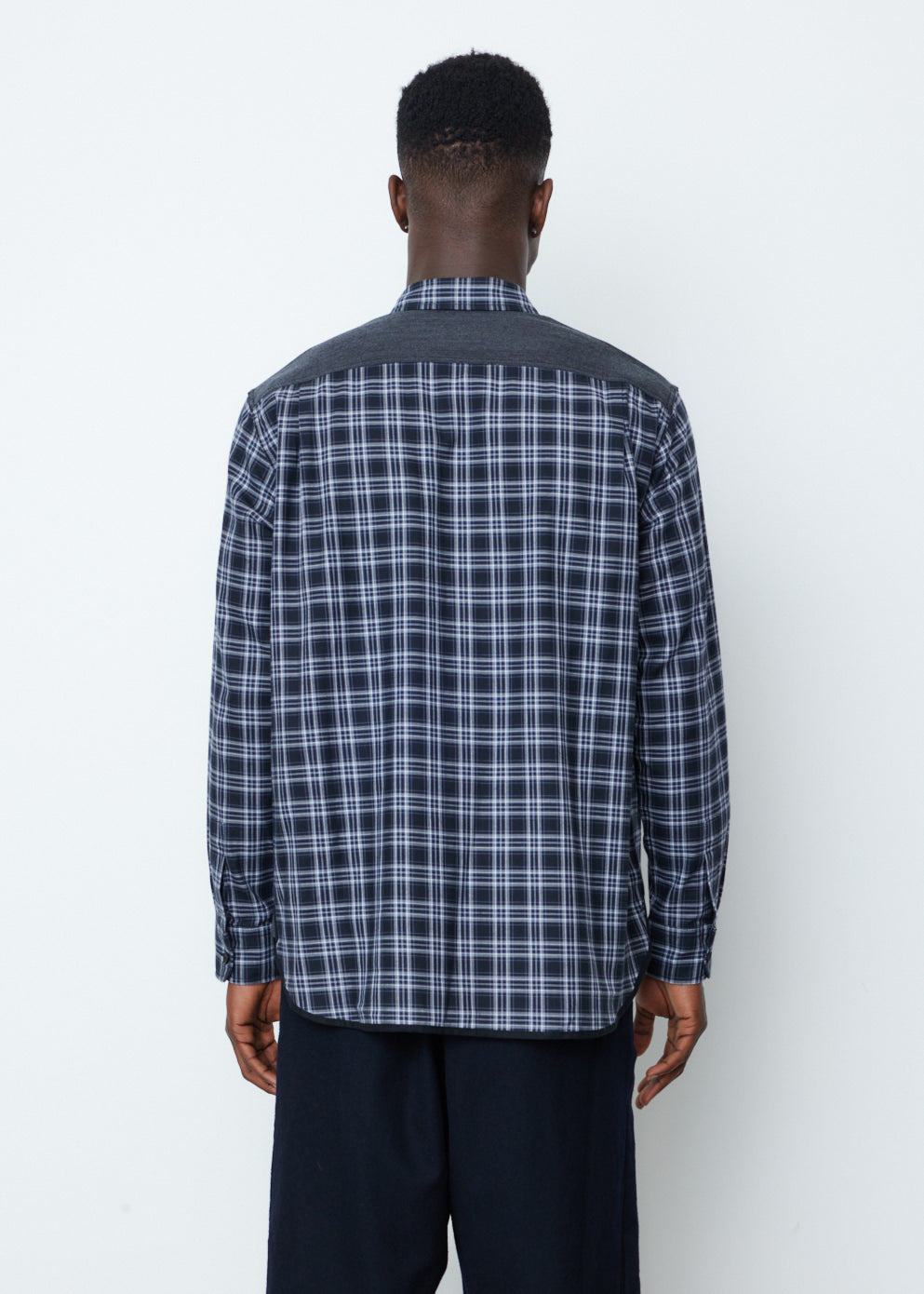 Cotton Check x Wool Paper Twill Shirt With Tape