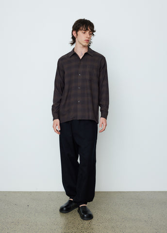 Wool Check Open Collar Shirt
