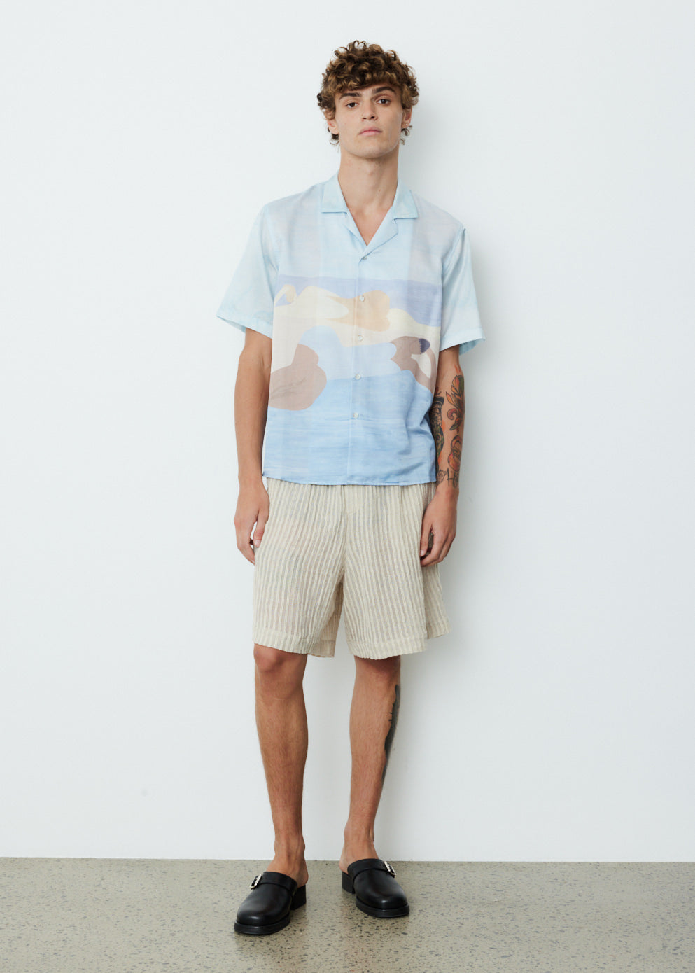 Silk Cotton Camp Collar Shirt