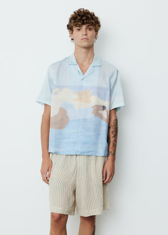 Silk Cotton Camp Collar Shirt