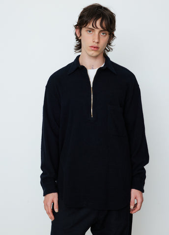 Milled Wool Half Zip Up Sweater