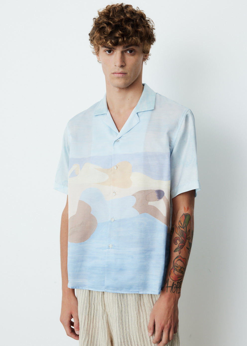 Silk Cotton Camp Collar Shirt