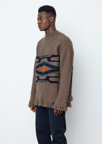 Wool Half Cardigan x Jersey Jacquard Knit