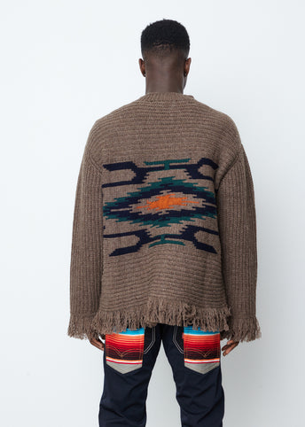 Wool Half Cardigan x Jersey Jacquard Knit