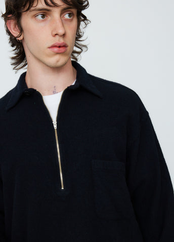 Milled Wool Half Zip Up Sweater