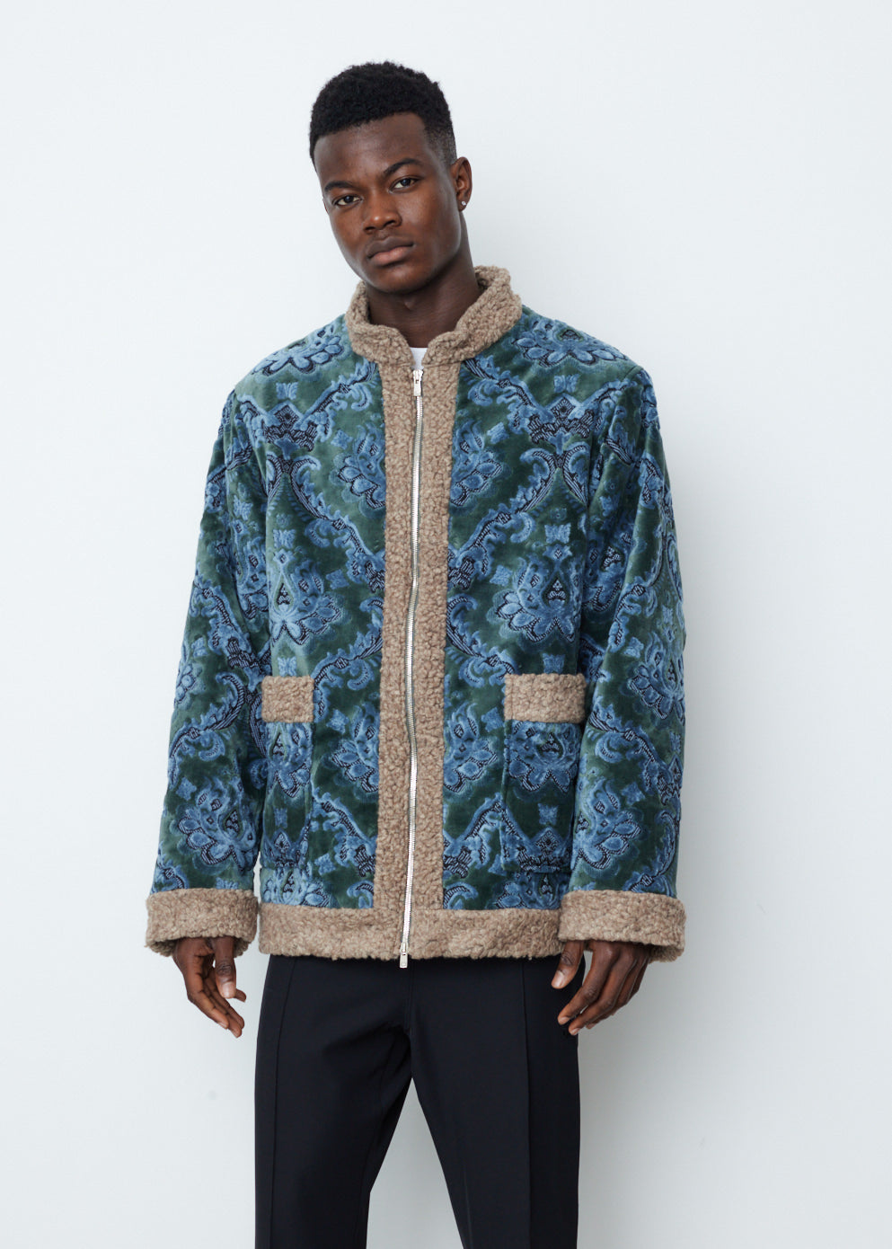 Zipped Tibetan Jacket - Damask Gobelin Jacquard