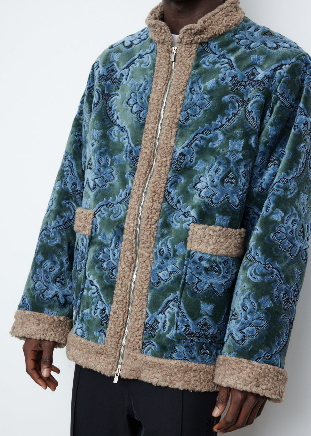 Zipped Tibetan Jacket - Damask Gobelin Jacquard