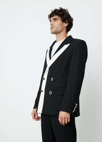 Contrast Lapel Double Breasted Blazer