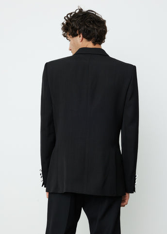 Contrast Lapel Double Breasted Blazer