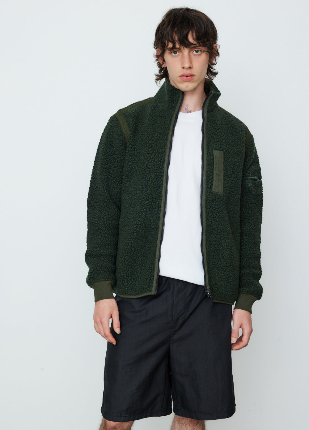Wool Nylon Polar Fleece Zip Knit