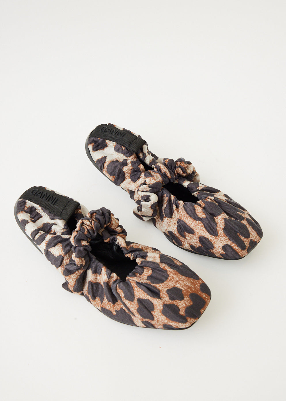 【GANNI 】 Scrunchie Jacquard Ballerinas Leopard (S1982-943) Ganni + Scrunchie leopard-print ballet flats