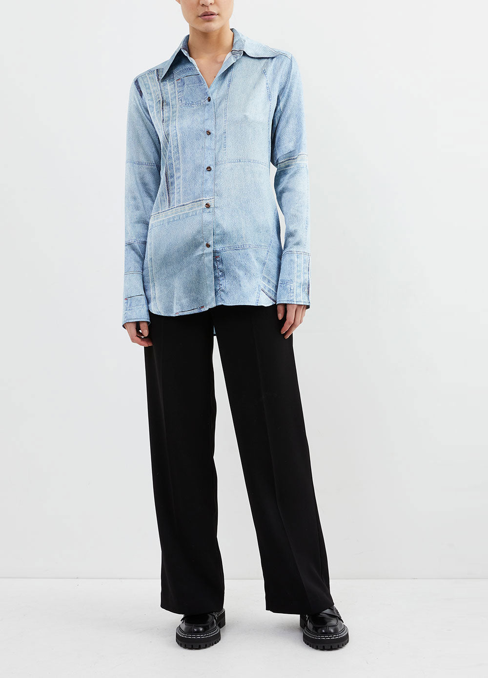 Satinka Denim Satin Blouse