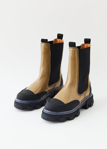 Cleated Heeled Mid-Calf Chelsea Boots