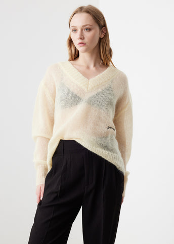 Open Mohair V-Neck Sweater