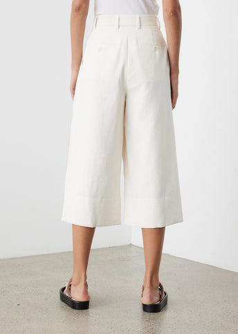 Pleat Front Wide Leg Cropped Trousers
