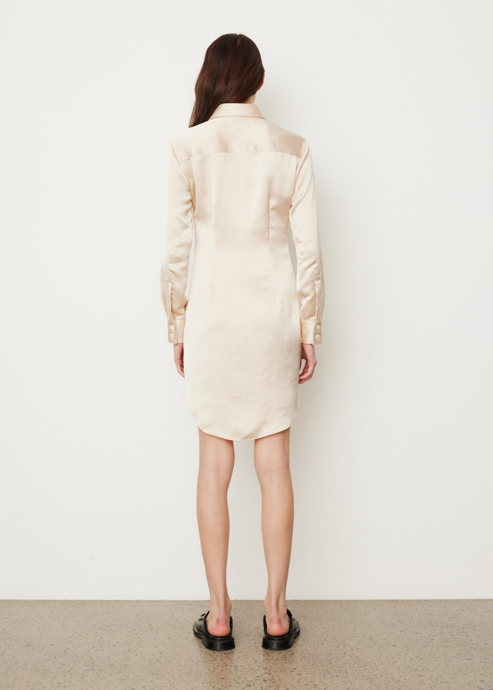 beige satin shirt dress Luxurious Light Beige Satin Shirt Dress
