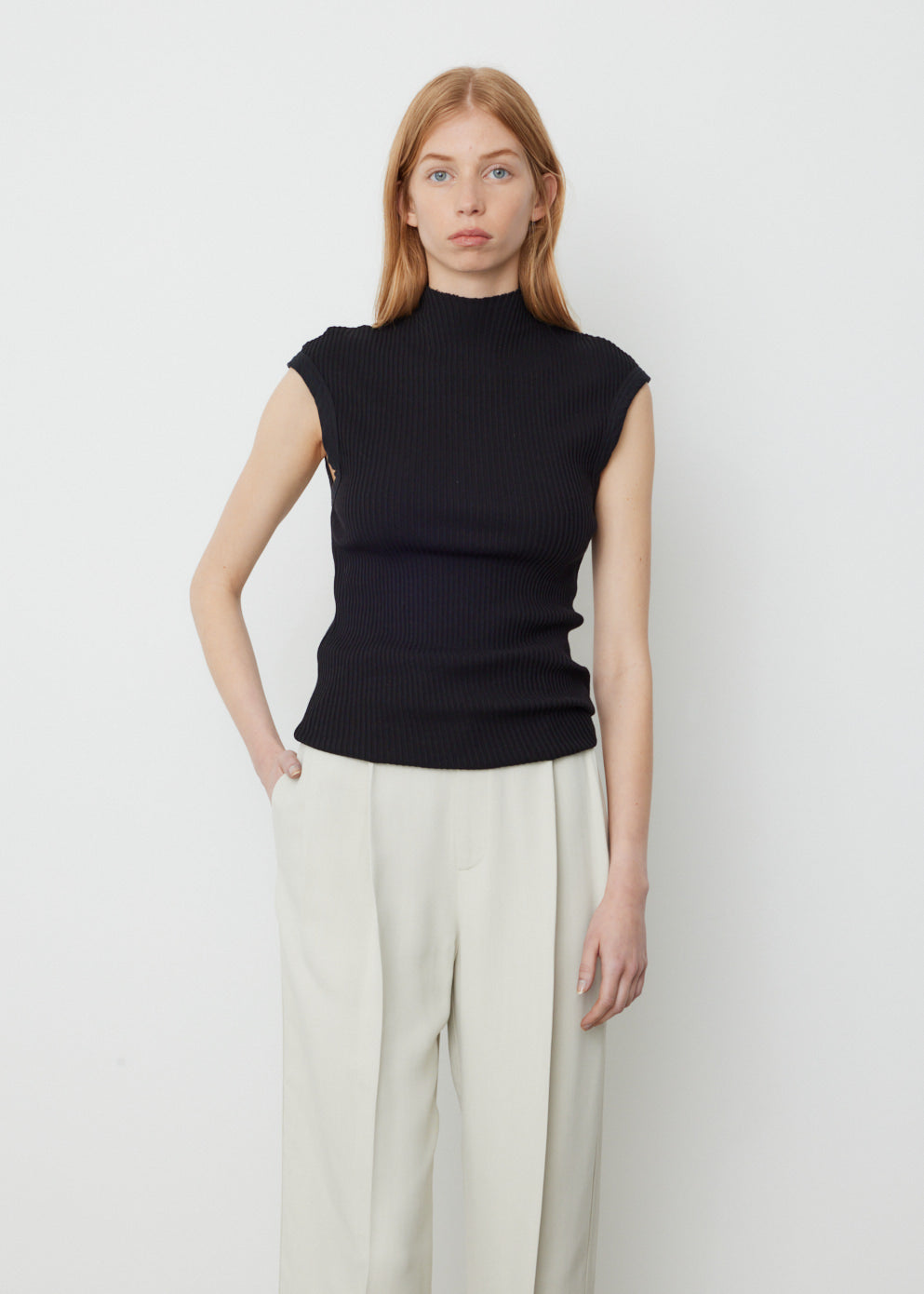 Raised Neck Drapey Rib Tank