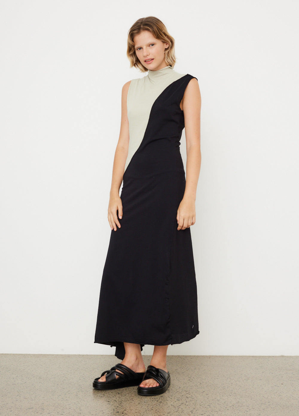 Panelled Raised Neck Tank Dress