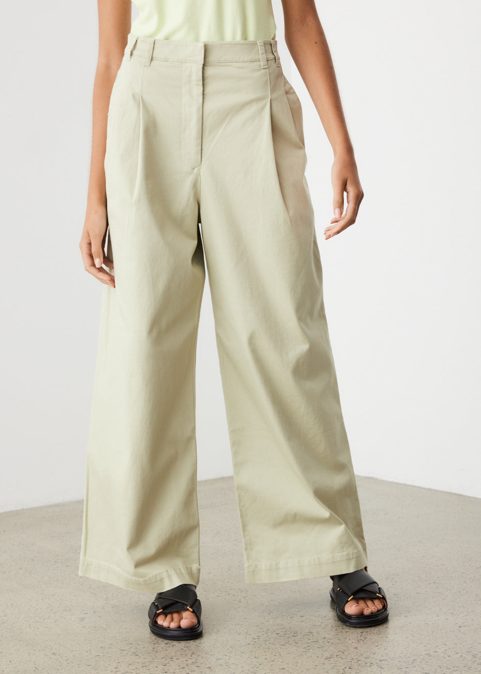Wide Leg Twill Pants