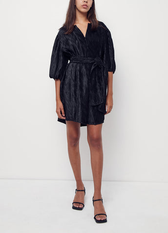 Pleated Satin Dress