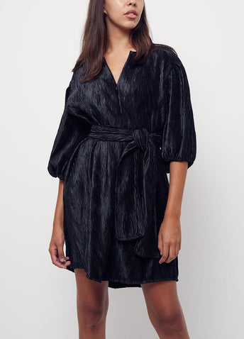 Pleated Satin Dress