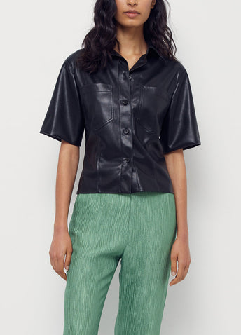 Sabine Vegan Leather Short-sleeve Shirt