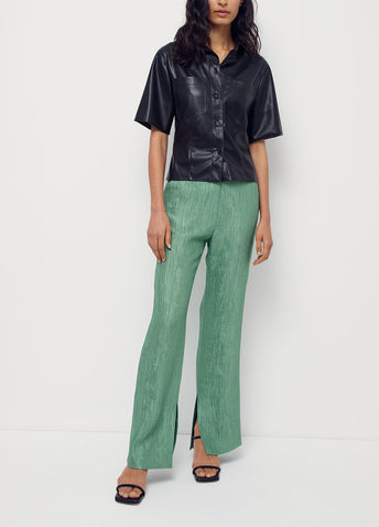 Sabine Vegan Leather Short-sleeve Shirt