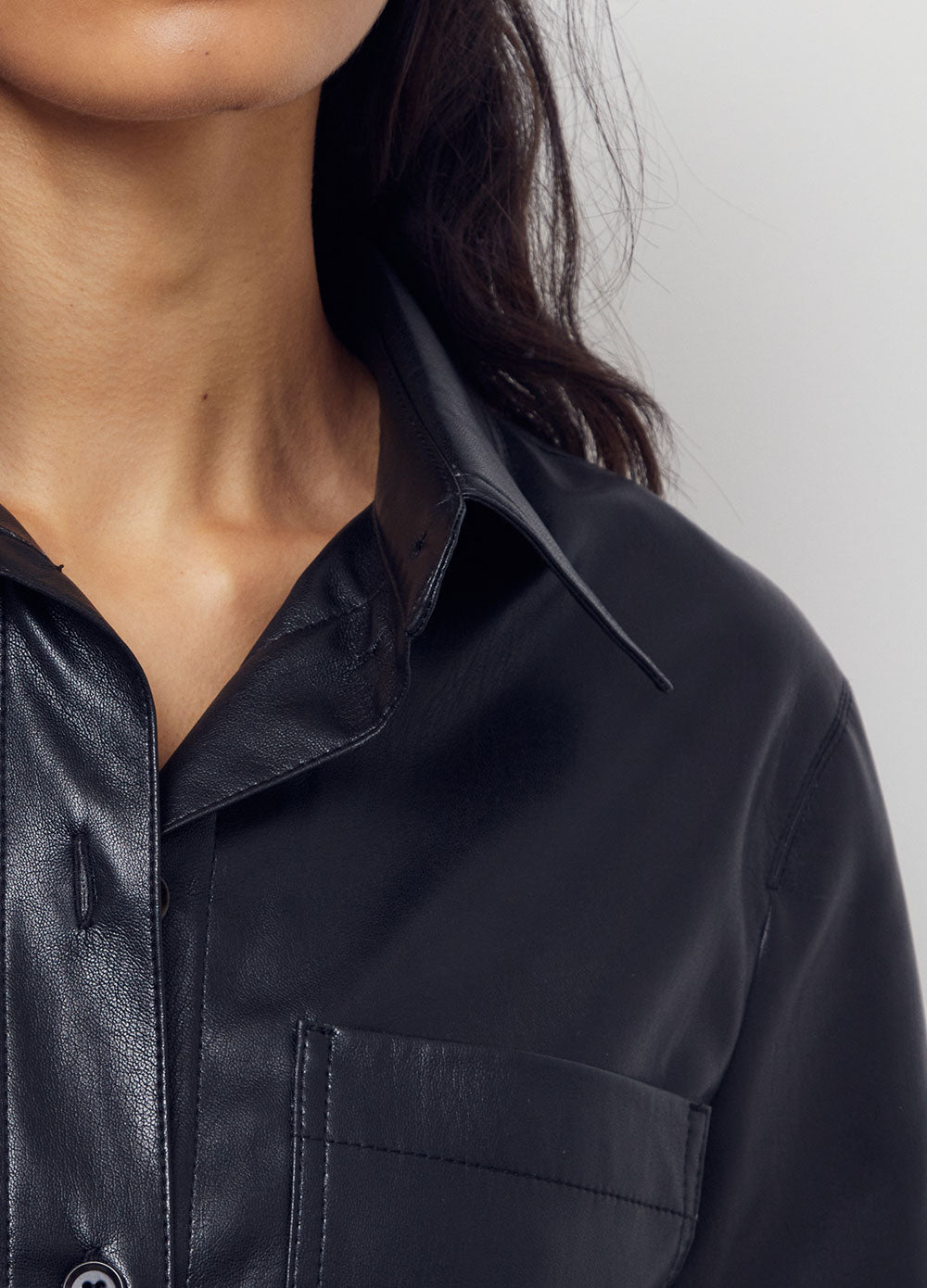 Sabine Vegan Leather Short-sleeve Shirt