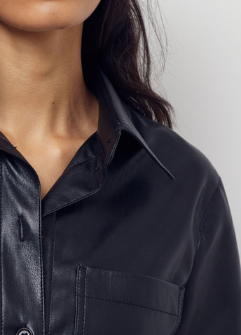 Sabine Vegan Leather Short-sleeve Shirt