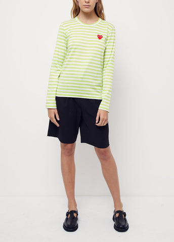 T277 Red Heart Stripe Long-Sleeve T-Shirt