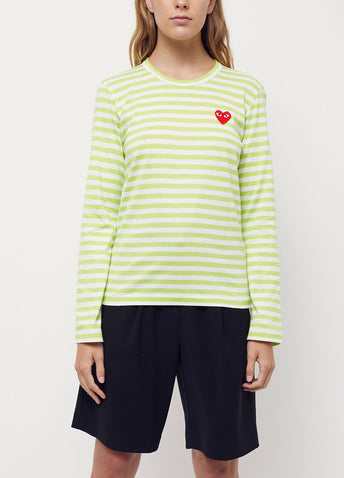 T277 Red Heart Stripe Long-Sleeve T-Shirt