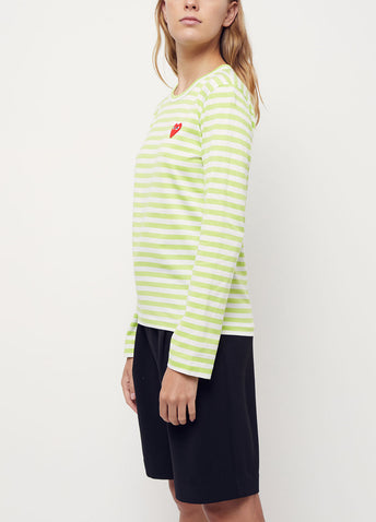 T277 Red Heart Stripe Long-Sleeve T-Shirt
