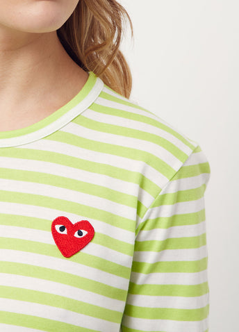 T277 Red Heart Stripe Long-Sleeve T-Shirt