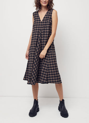 Seersucker Check Midi Dress