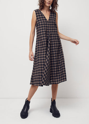 Seersucker Check Midi Dress
