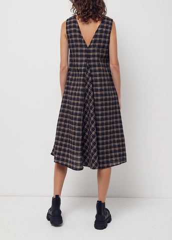 Seersucker Check Midi Dress