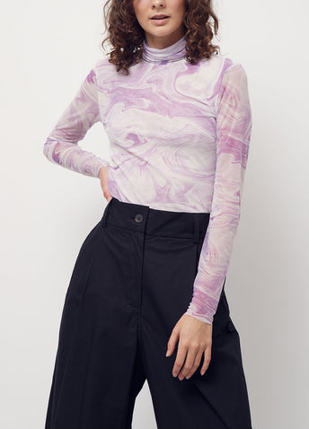 Printed Mesh Rollneck Top