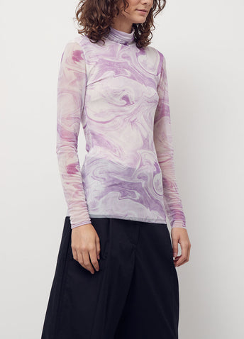 Printed Mesh Rollneck Top
