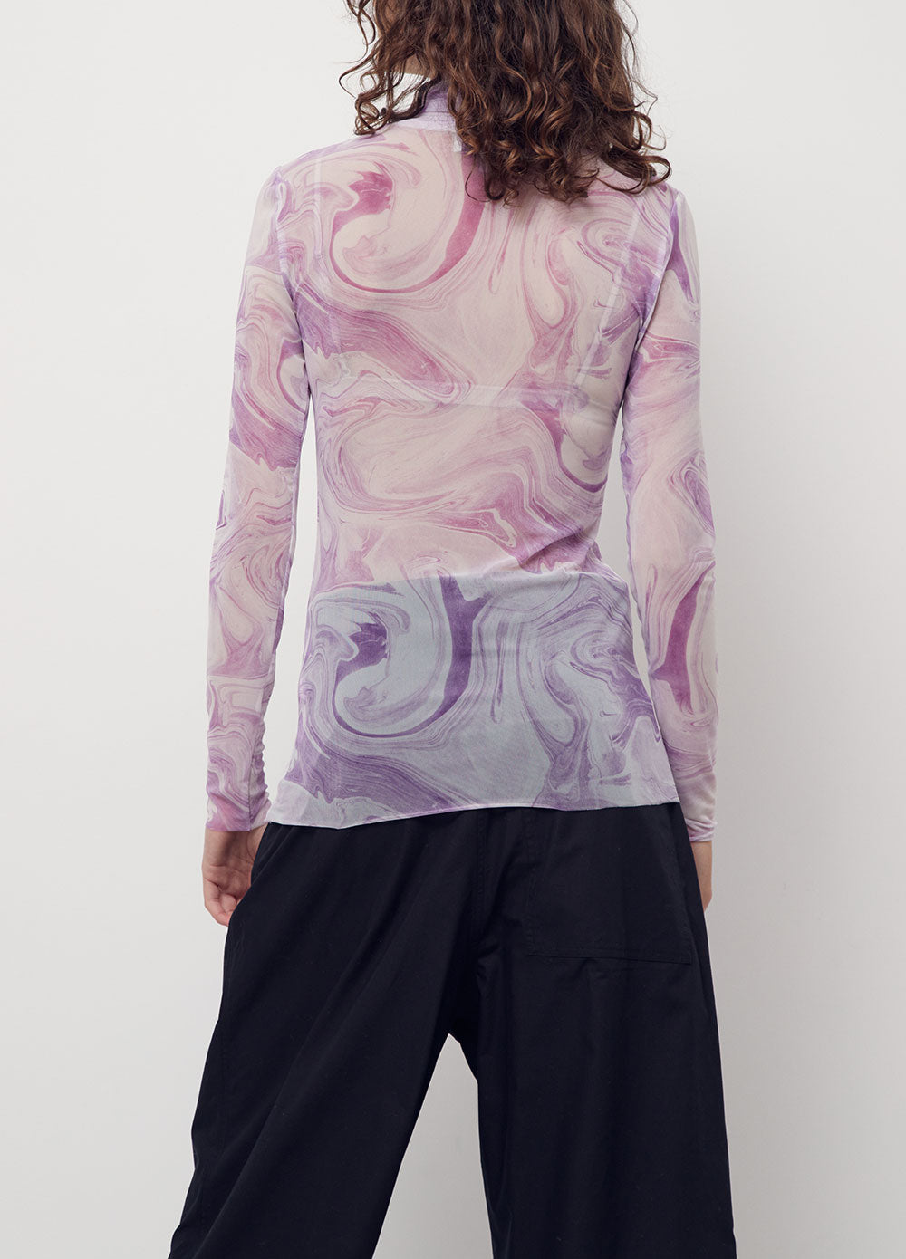 Printed Mesh Rollneck Top