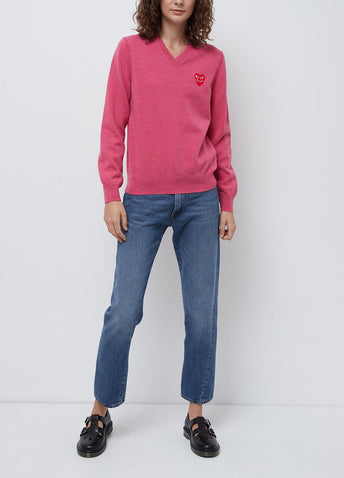 N073 Double Heart V-neck Sweater