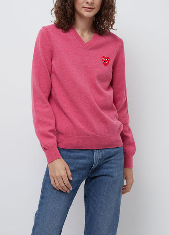 N073 Double Heart V-neck Sweater
