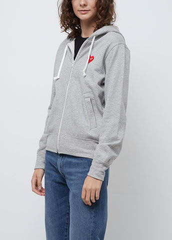 T167 Red Heart Zip Hoodie