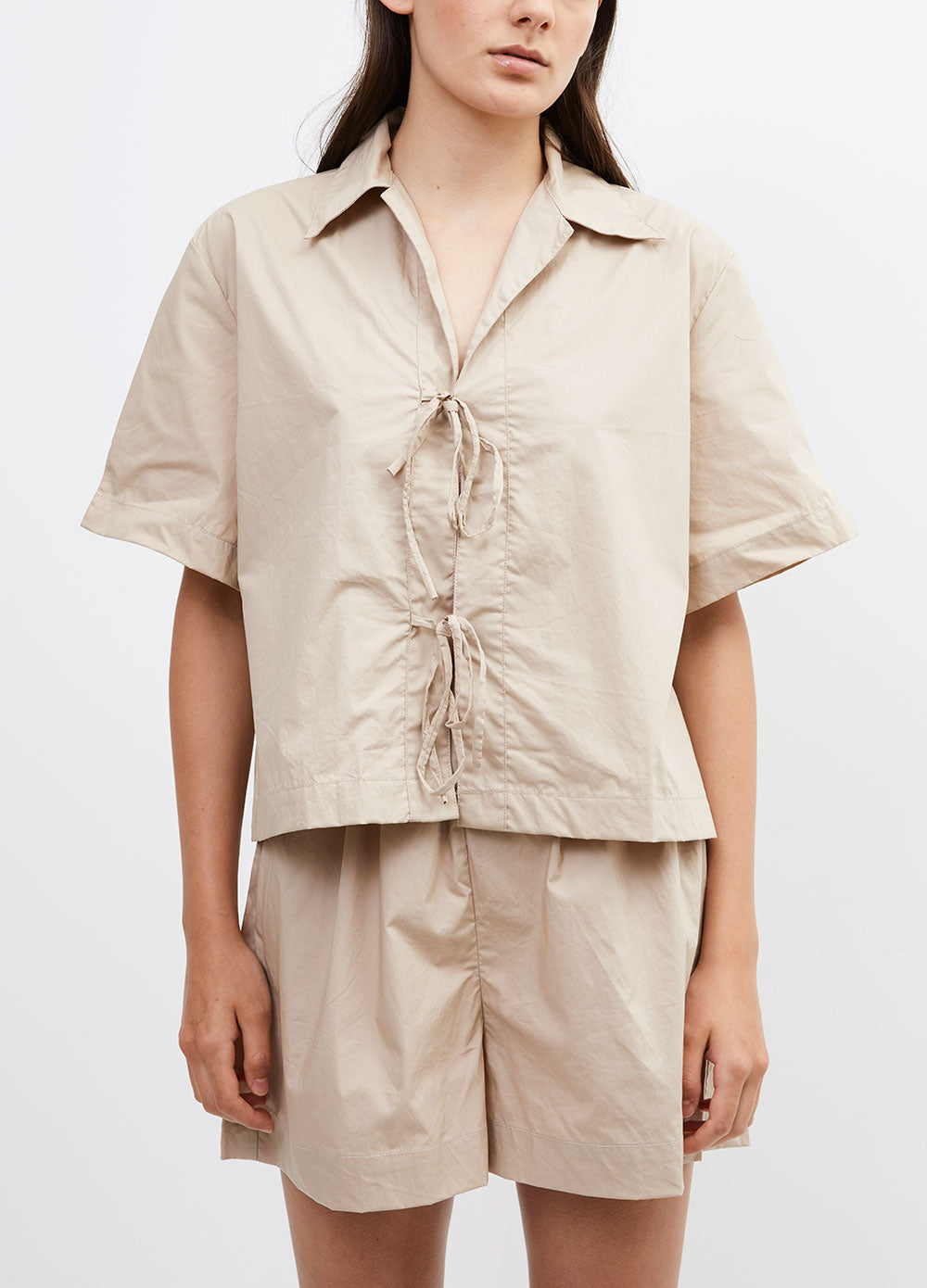 Tie Front Poplin Shirt