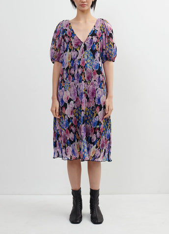 Pleated Georgette Floral Dress
