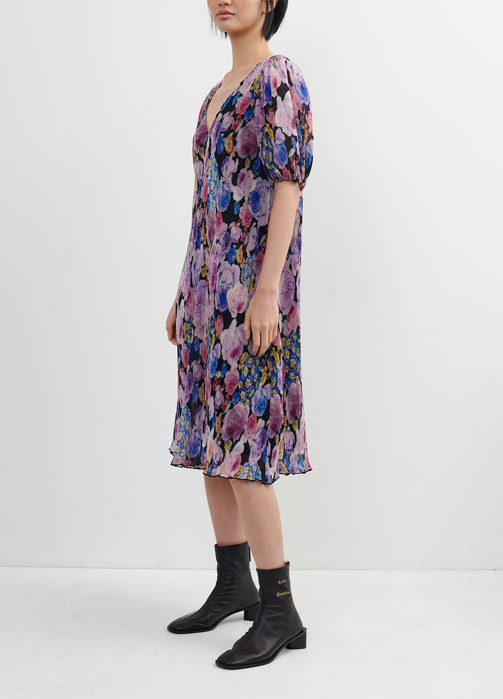 Pleated Georgette Floral Dress