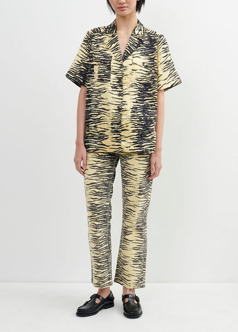 Crinkled Satin Short-sleeve Shirt