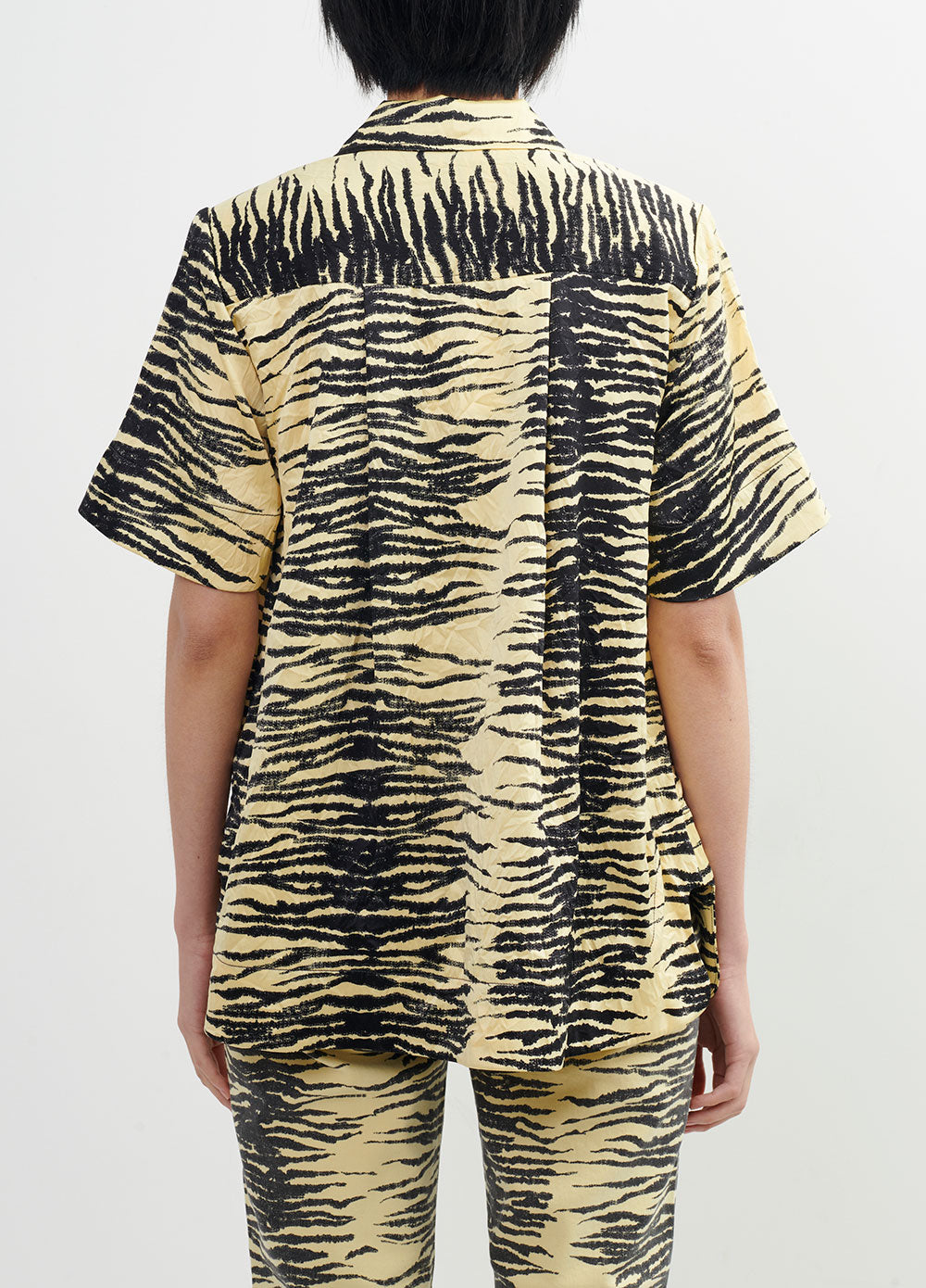 Crinkled Satin Short-sleeve Shirt