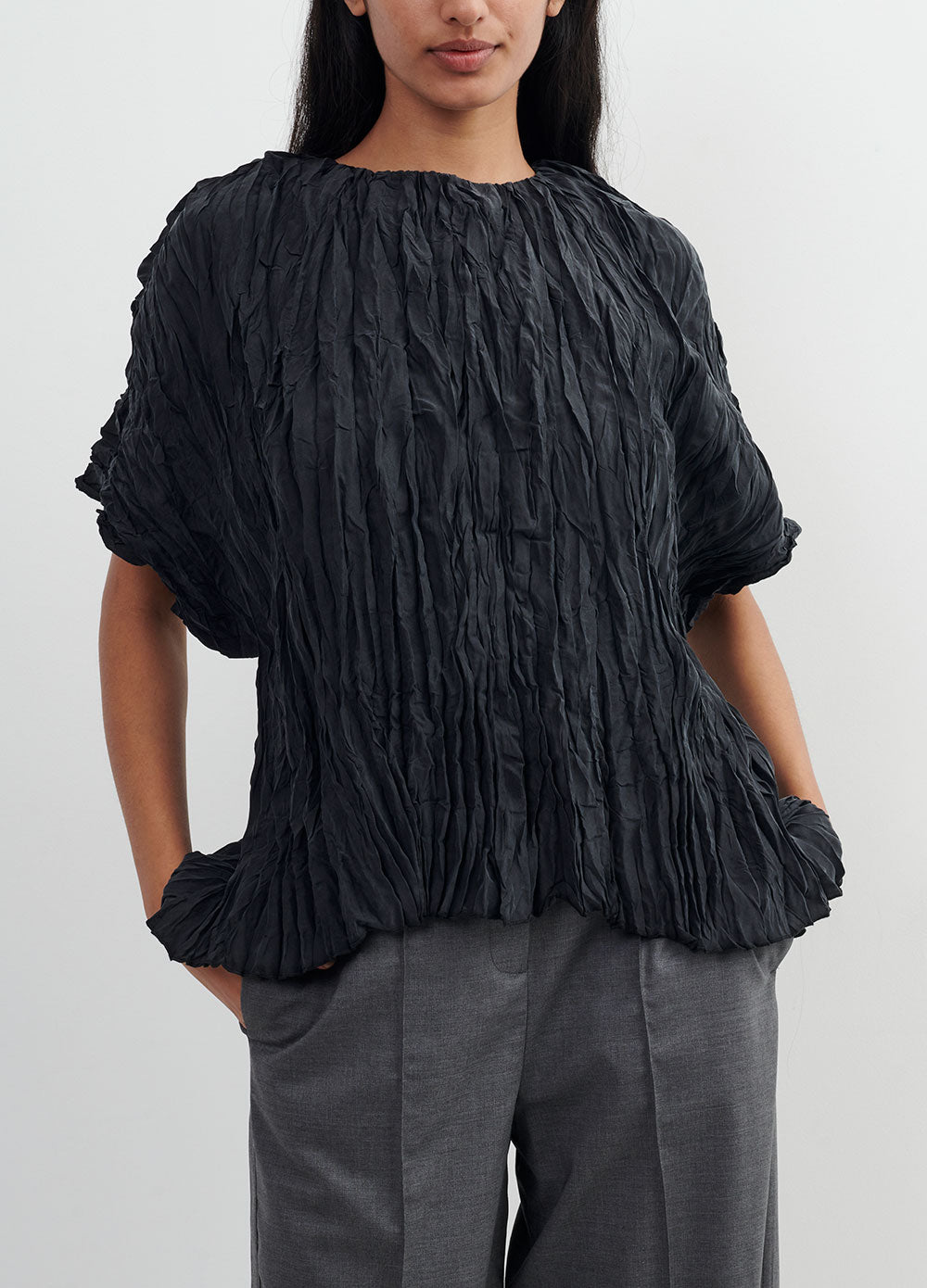 Crinkled Silk T-shirt