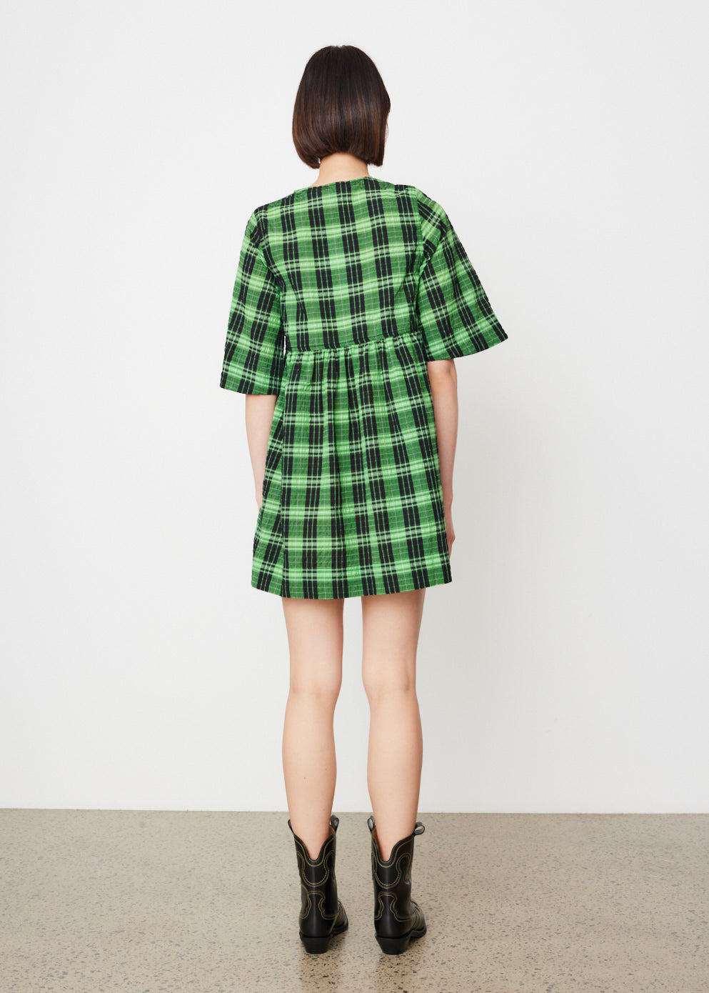 seersucker check mini layer dress Ganni Seersucker Check Mini Layer Dress