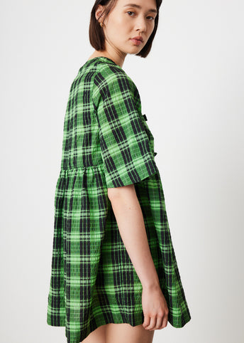 ganni seersucker check mini dress Ganni Seersucker Mini Dress